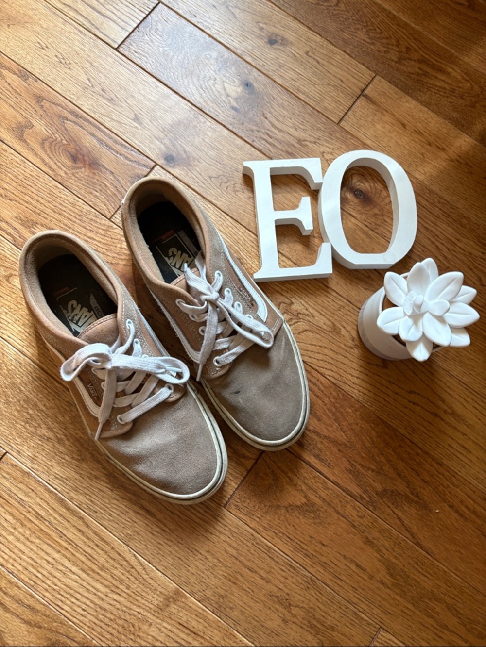 Vans Tan Canvas Low-Top Sneakers